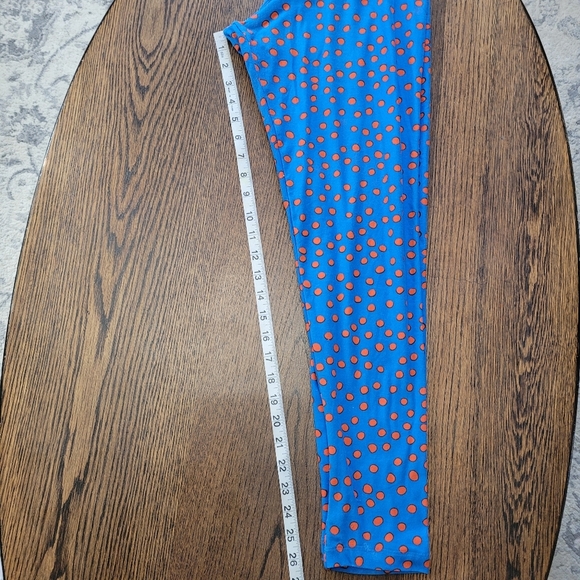 LulaRoe Blue and Red Polka Dot Hi-Rise Legging Size Women's Tall and Curvy 12-22 - Picture 8 of 10